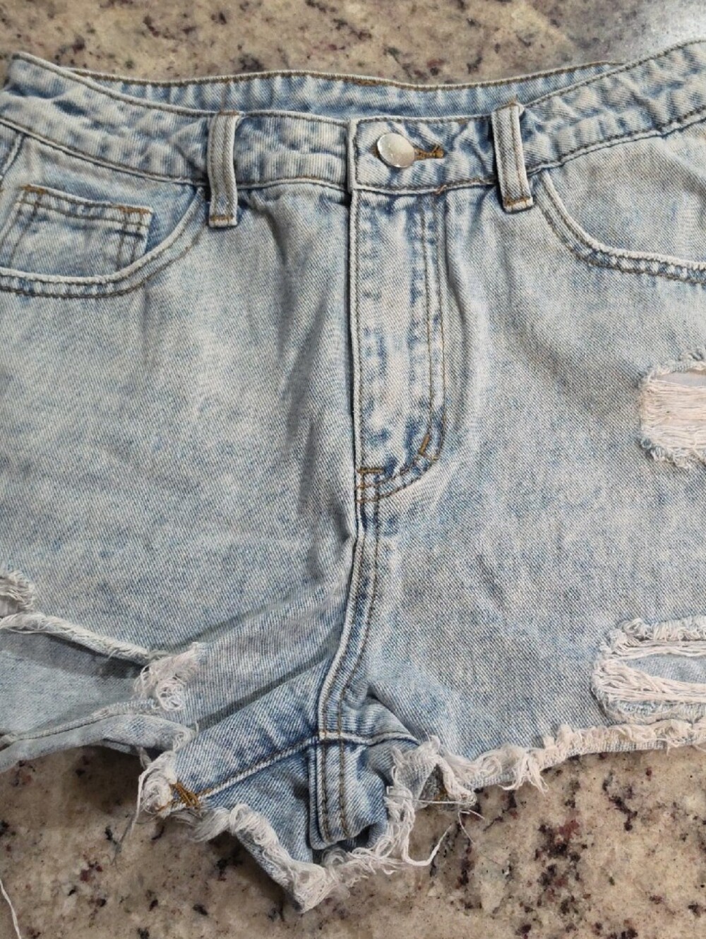 High-Rise Light Blue Distressed Denim Shorts for Women